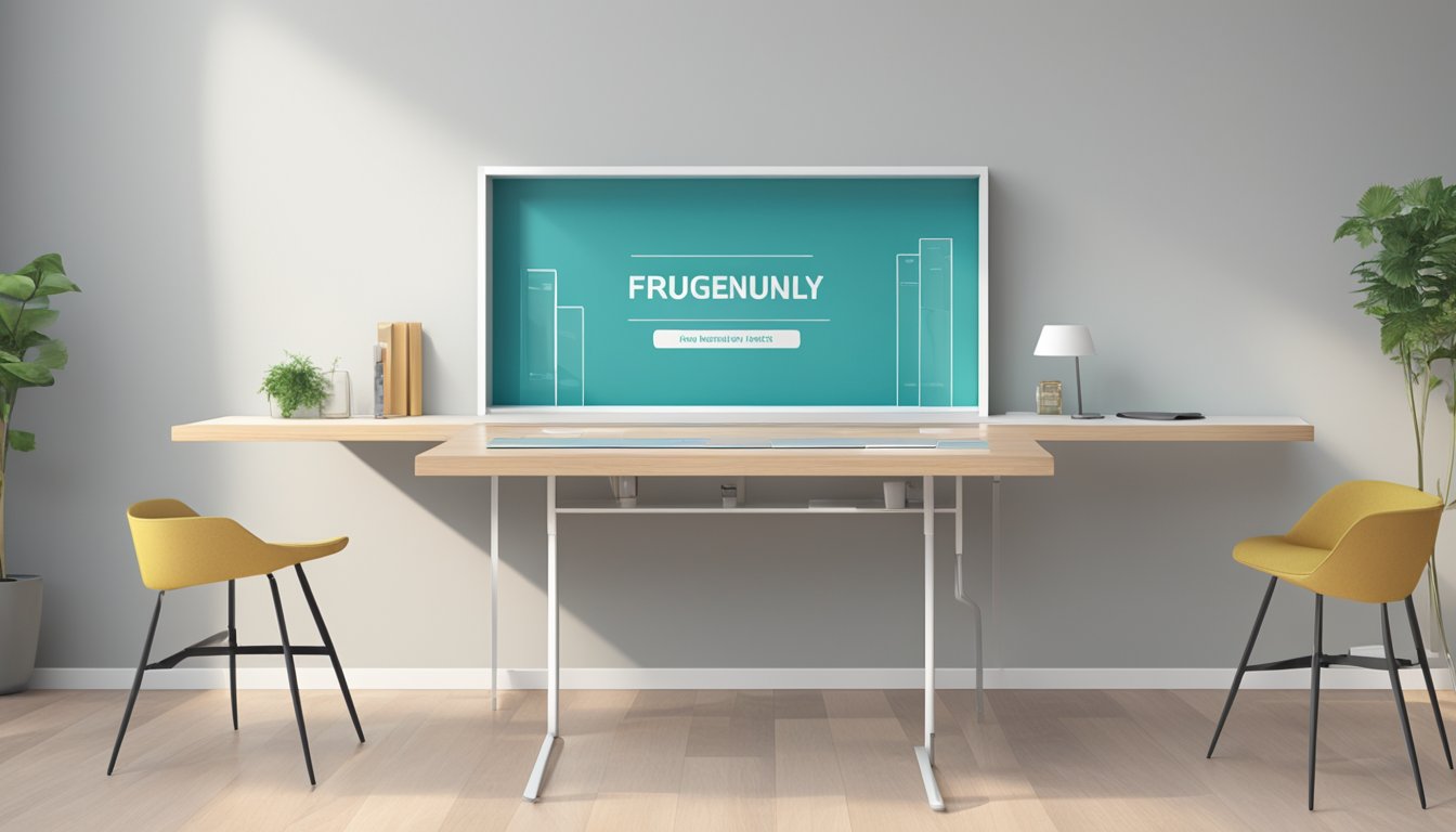 A wall-mounted table unfolds from the wall, displaying a "Frequently Asked Questions" label. The table is sturdy and has a clean, modern design