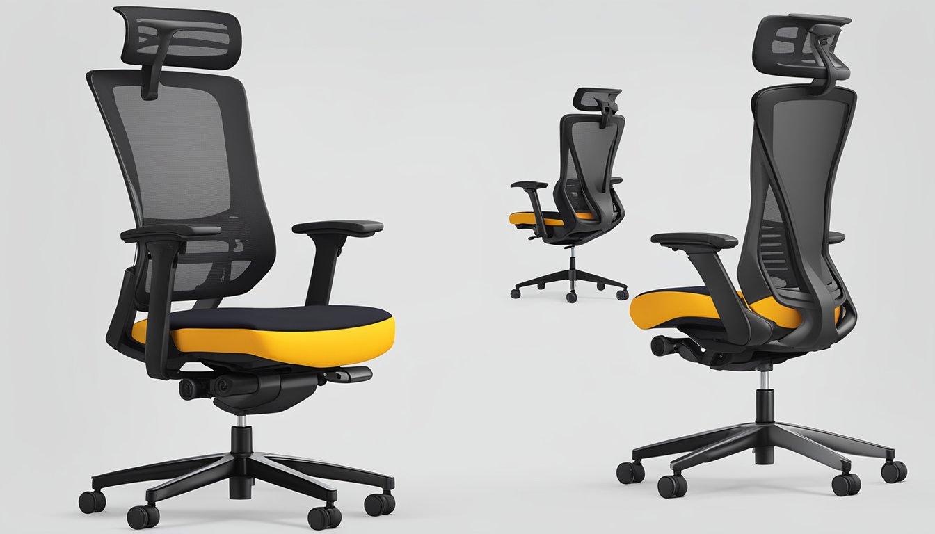 A study chair with adjustable lumbar support, padded armrests, and breathable mesh backrest