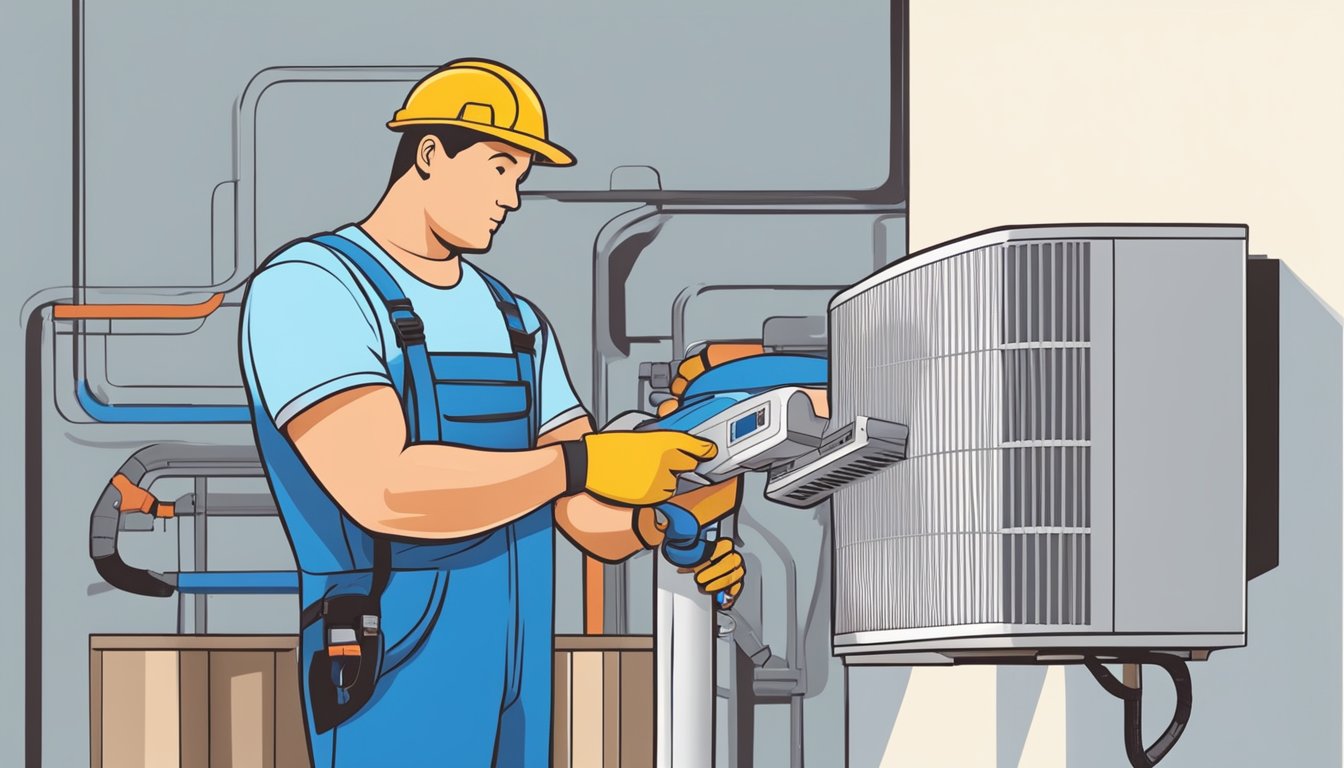 A technician installs and maintains a cheap air conditioner for peak performance