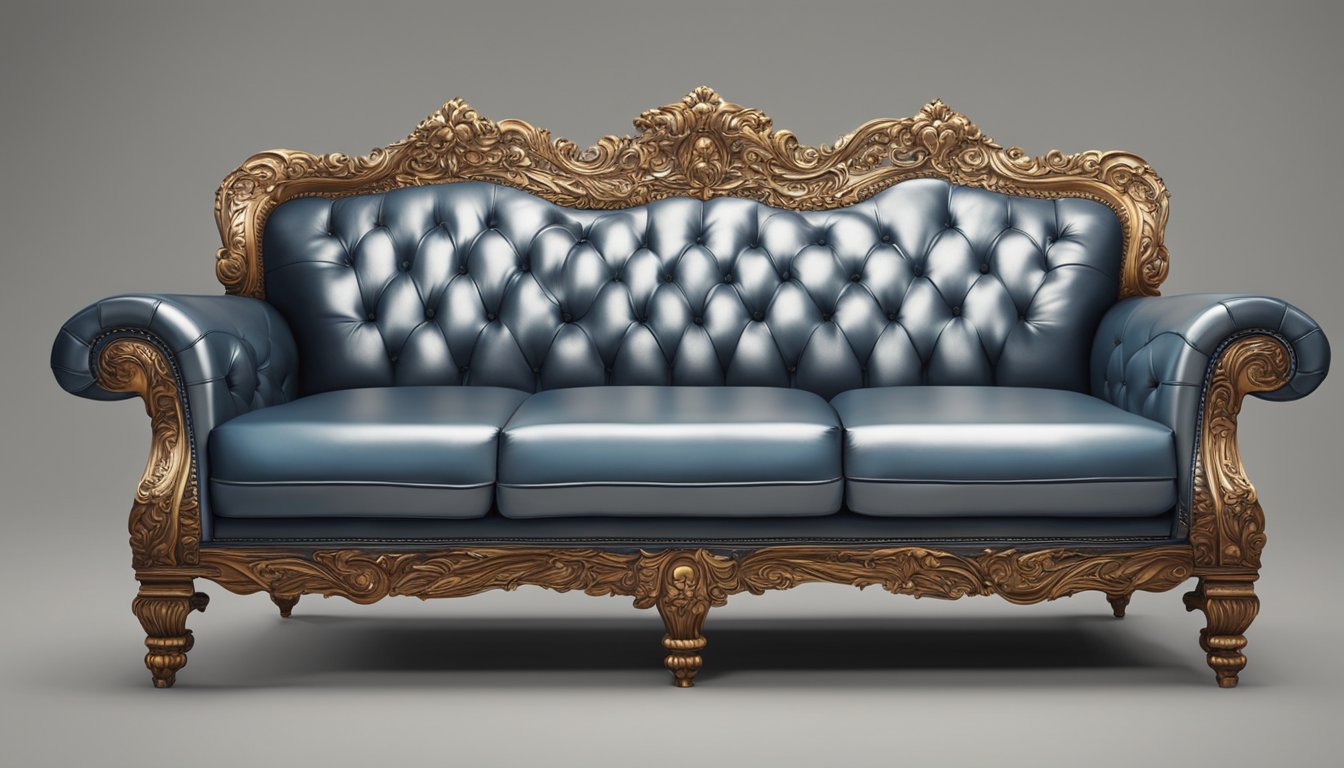 A genuine leather sofa is being discovered, with its rich texture and luxurious appearance highlighted