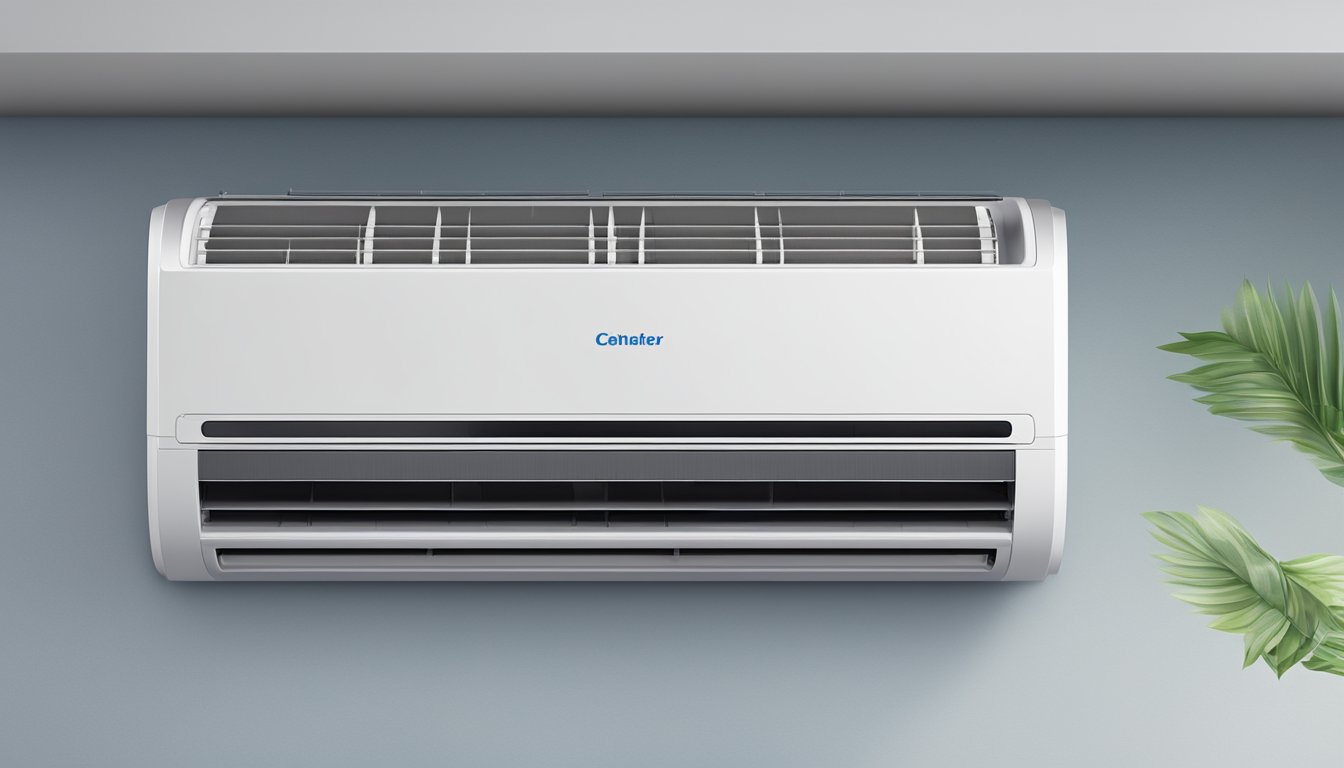 The air conditioner's dry mode setting is activated, with no condensation visible on the cooling coils