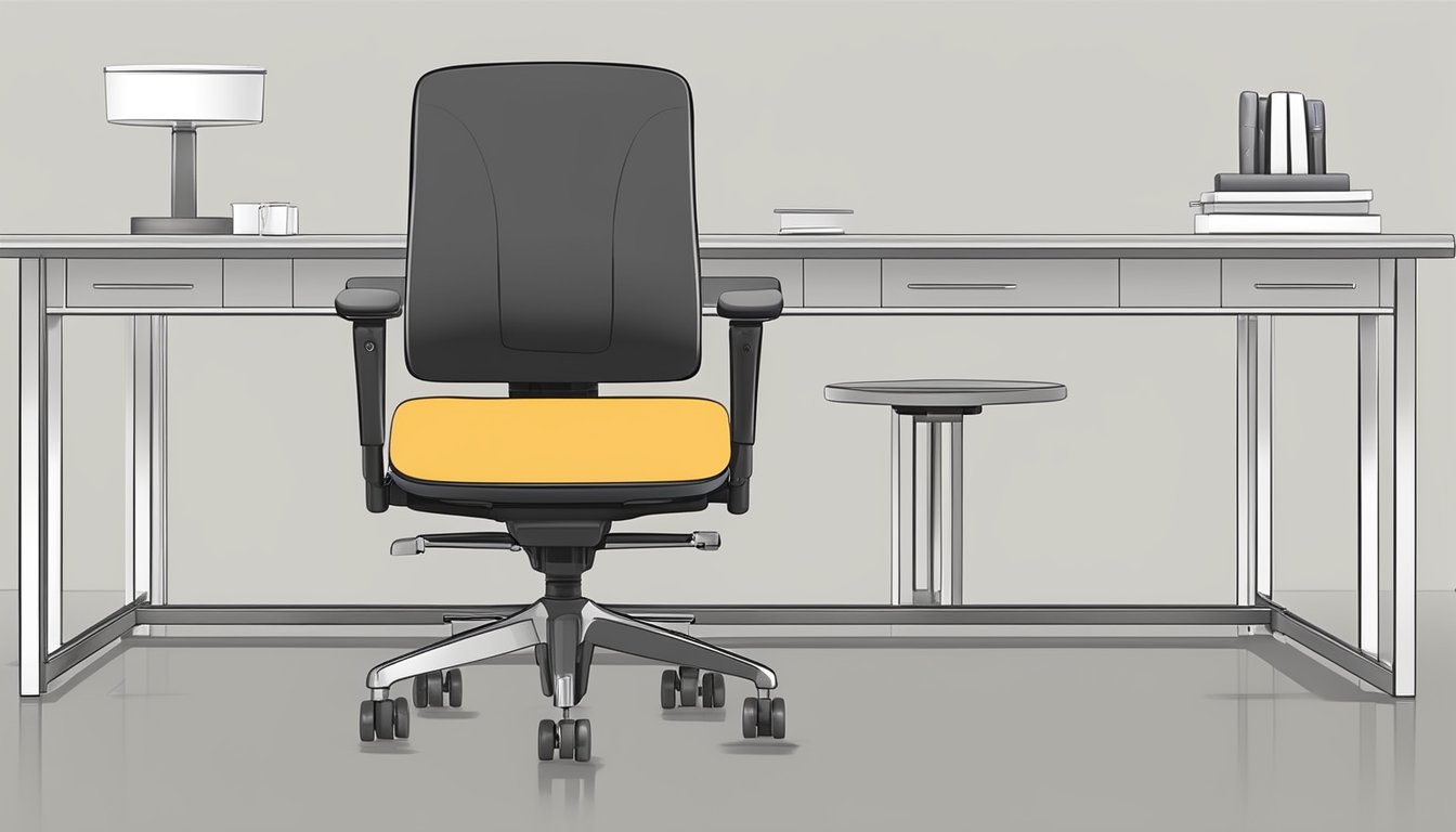 A chair with a seat height of 18 inches is placed in front of a 30-inch table, creating a comfortable and ergonomic seating arrangement