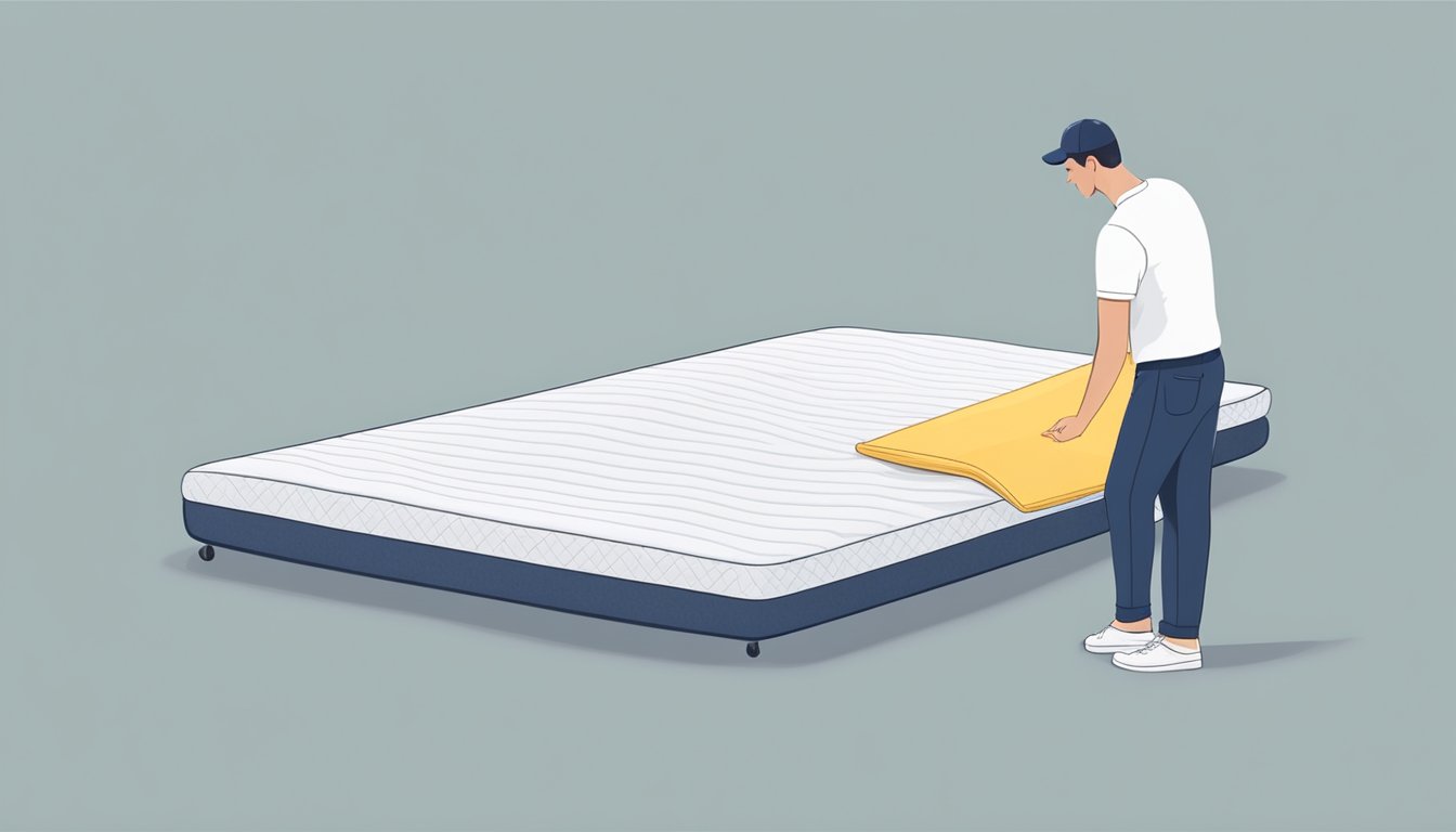 A person unfolds a single foldable mattress, examining its size and comfort