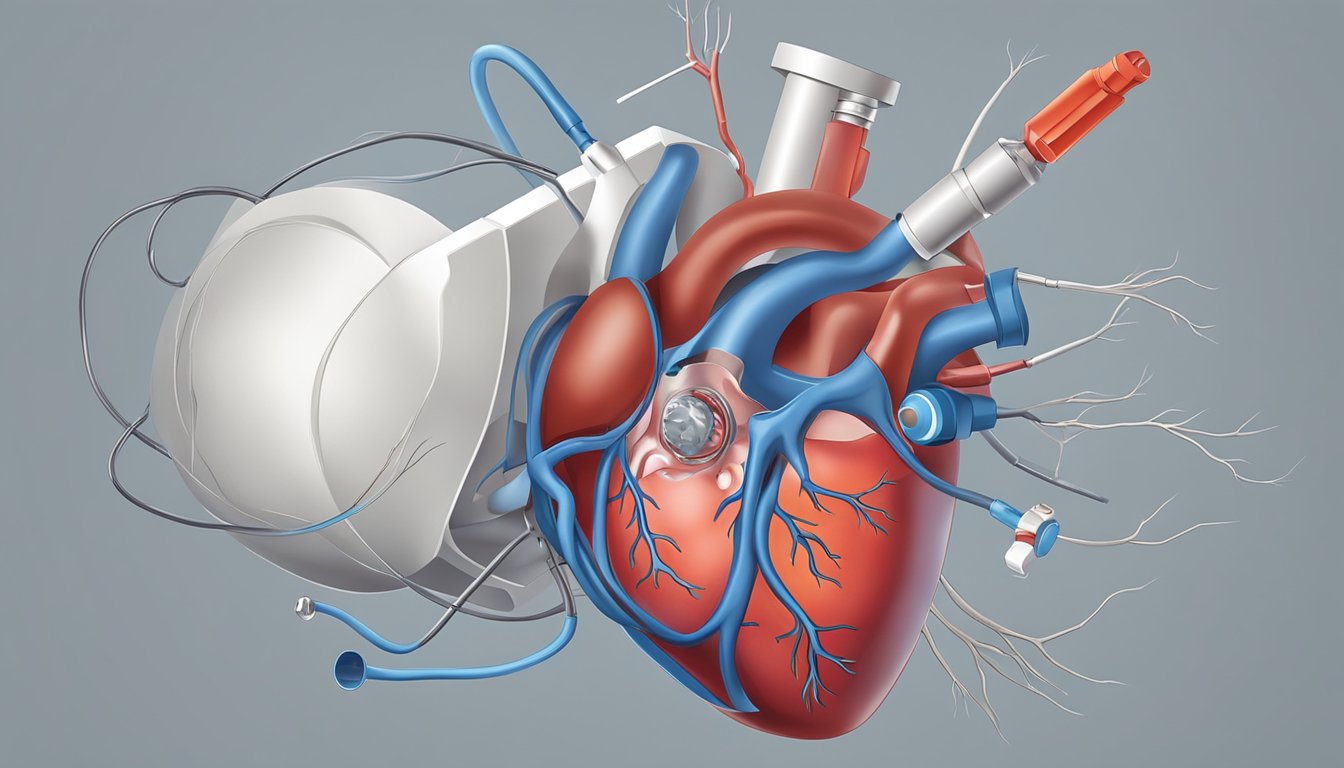 A heart valve with a blood clot is being treated with medical intervention