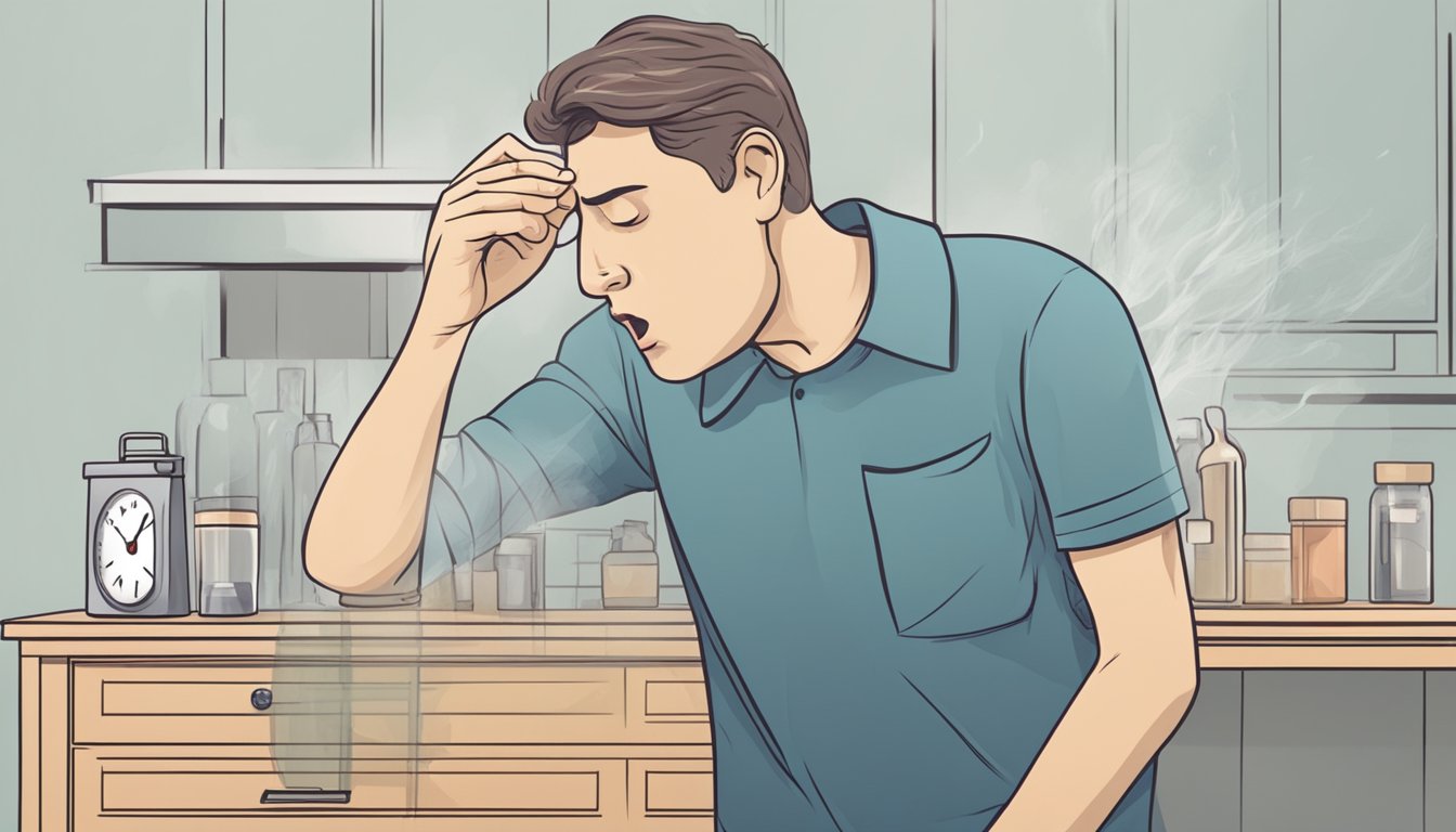 A person experiencing frequent dry coughs with heart palpitations