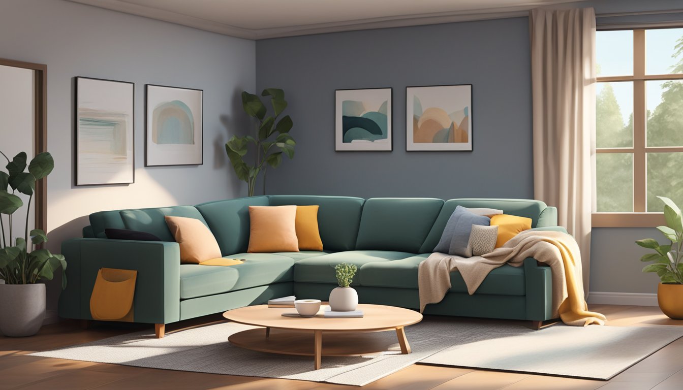 A cozy l-shaped sofa fits snugly in a small living room, creating a comfortable and stylish space for relaxation and entertaining