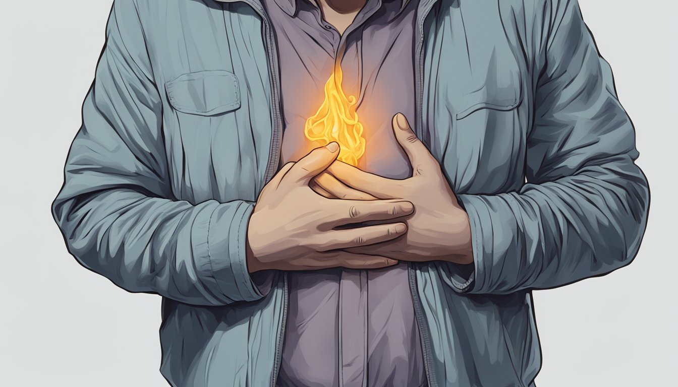 A person clutching their chest in pain for days