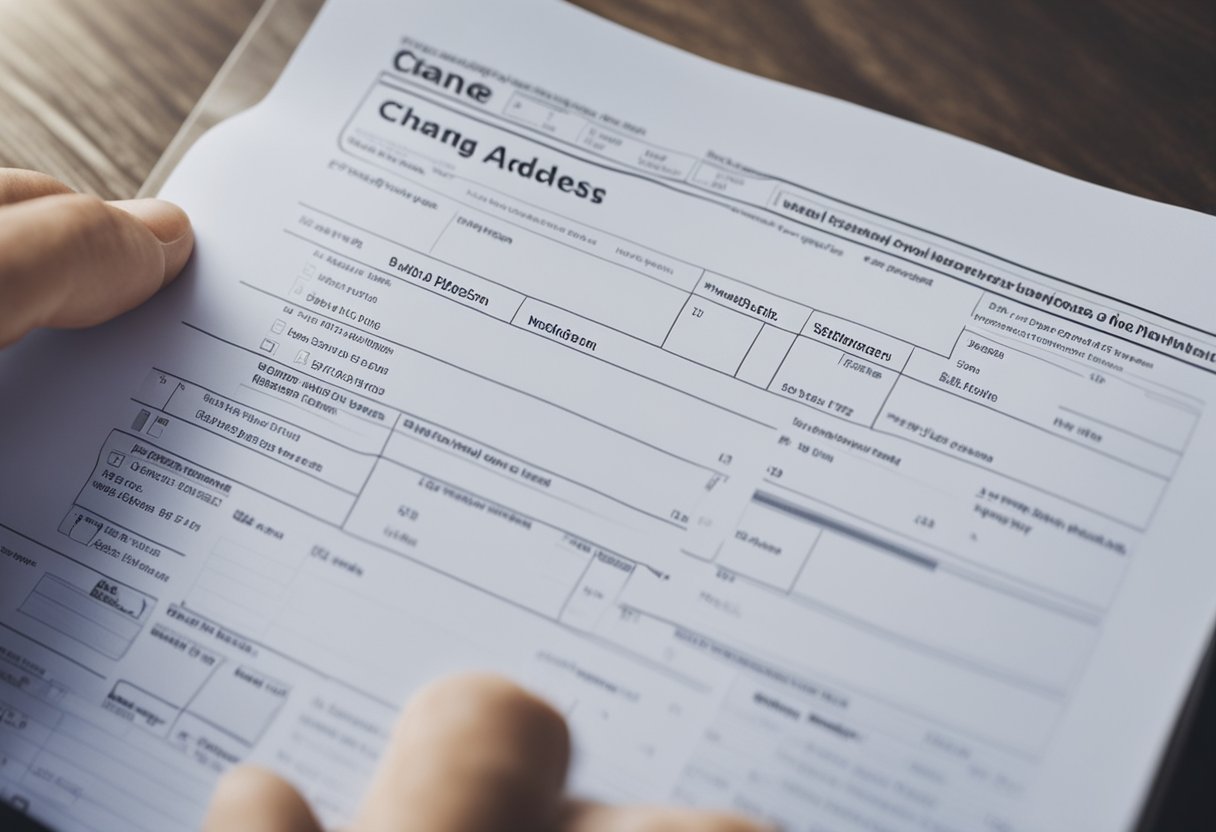 A person fills out a change of address form online. They select the date they are moving and provide their new address