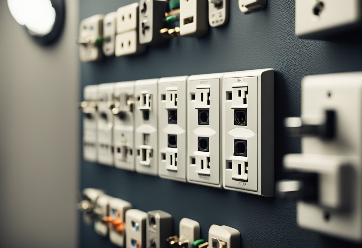 A room with various electrical outlets and switches, with a mix of traditional and modern energy sources