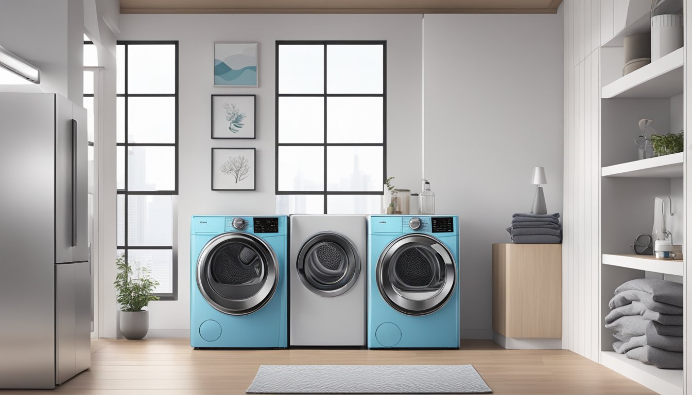 A midea dryer with sleek design and digital controls, efficiently drying clothes with multiple heat settings and a large capacity drum