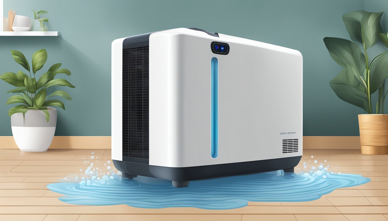 A dehumidifier removes moisture from the air, condensing it into water and collecting it in a reservoir