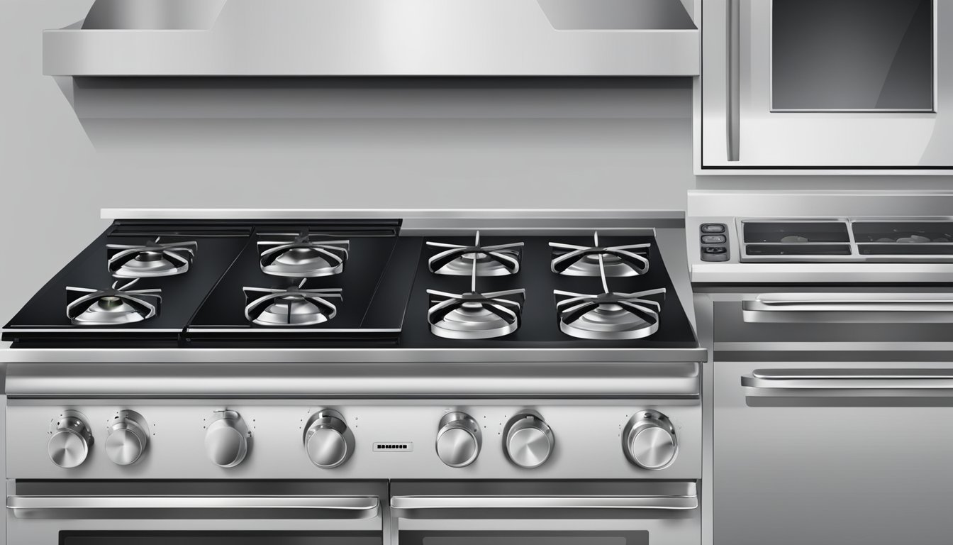 An induction stove and a gas stove side by side, with pots on each, emitting heat and cooking food
