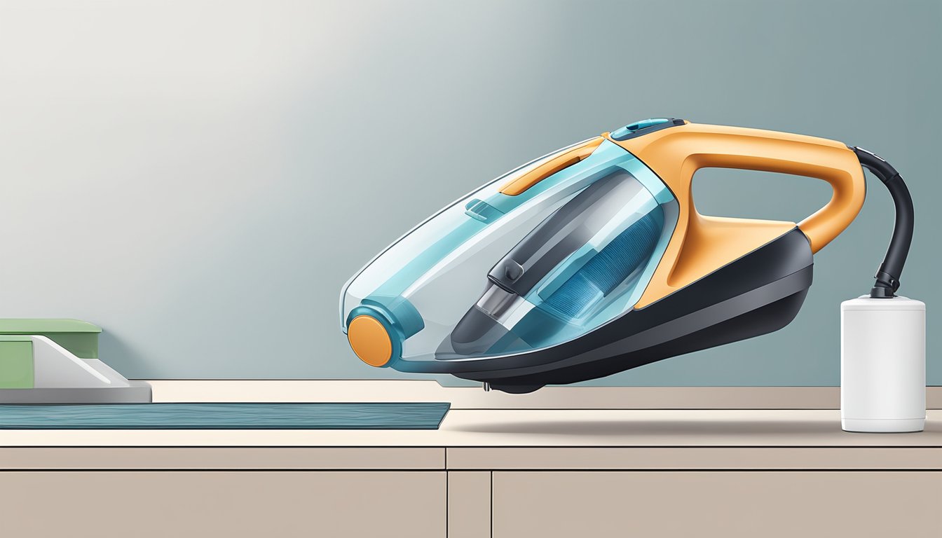 A top handheld vacuum cleaner in Singapore displayed on a clean, modern countertop with sleek, minimalist design