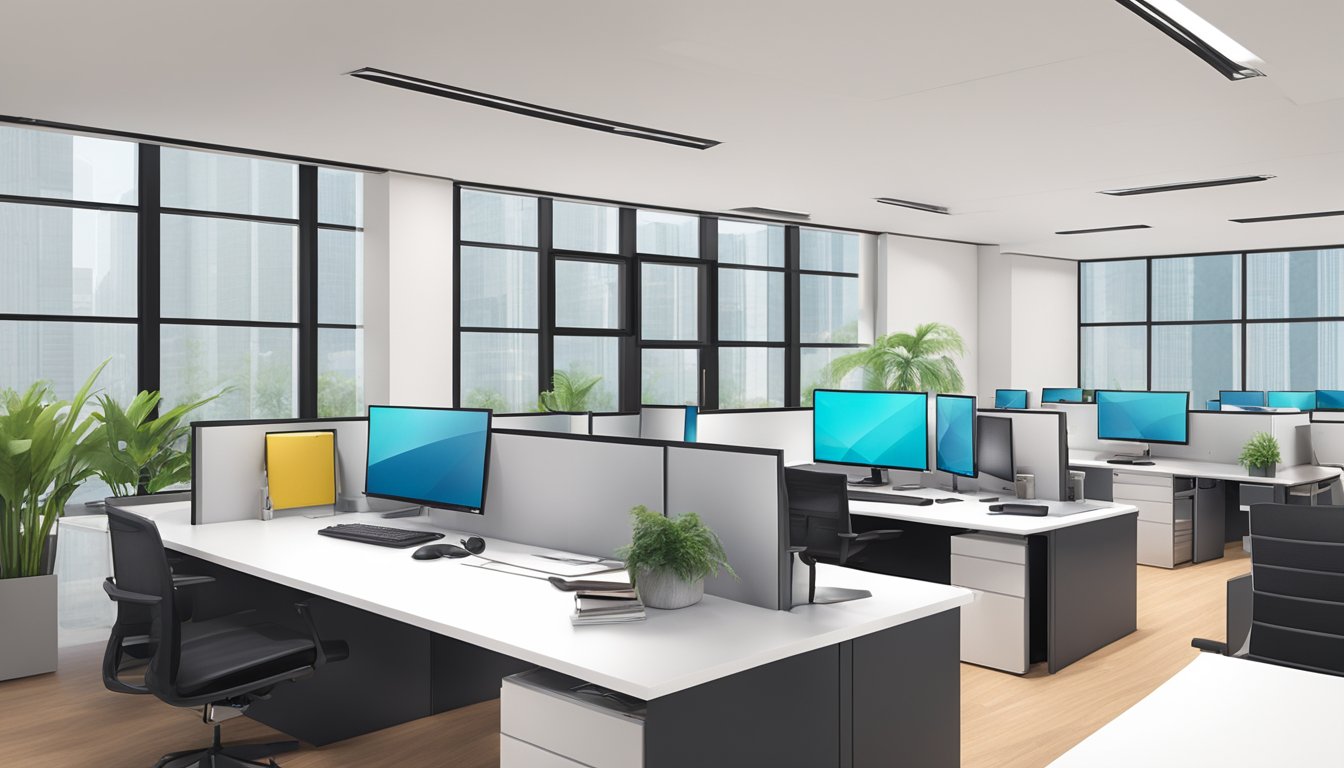 The interior lab til pte ltd: modern office with sleek furniture, large windows, and minimalist decor