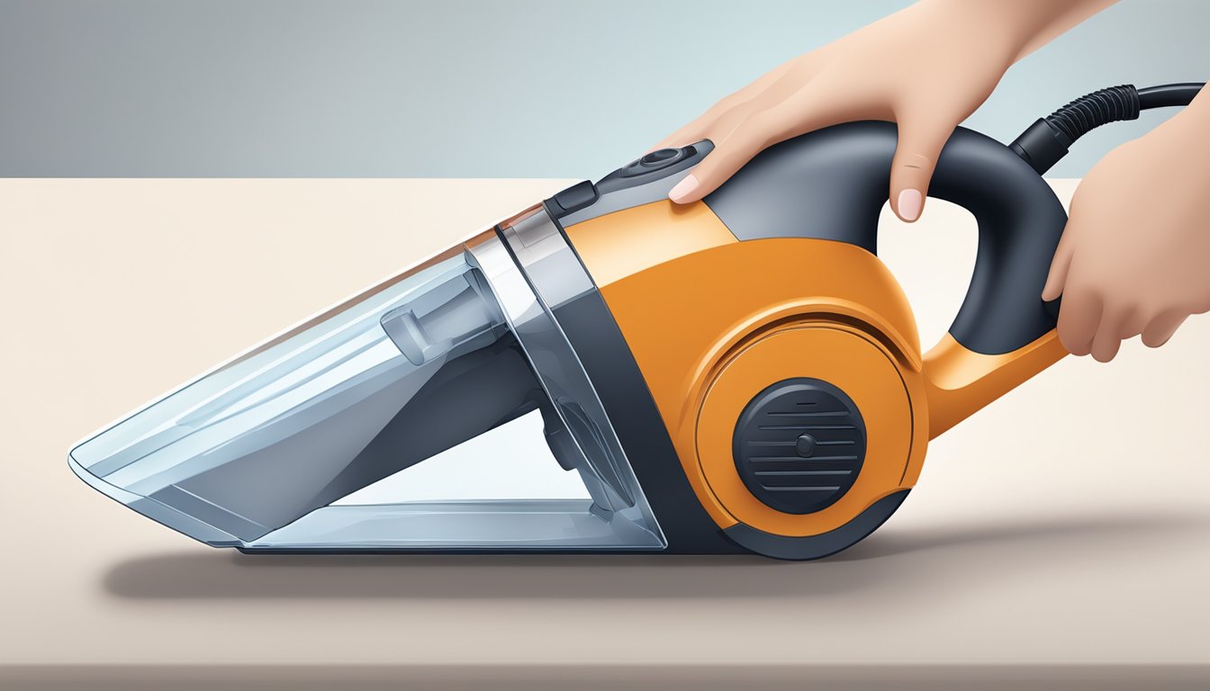 A handheld vacuum cleaner in use on various surfaces, with a clear display of its compact size, lightweight design, and powerful suction capabilities
