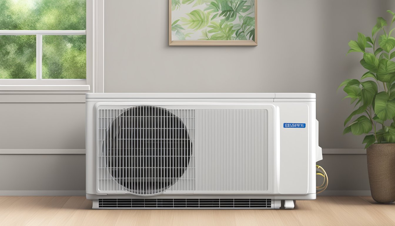 A single unit air conditioner with FAQ list displayed