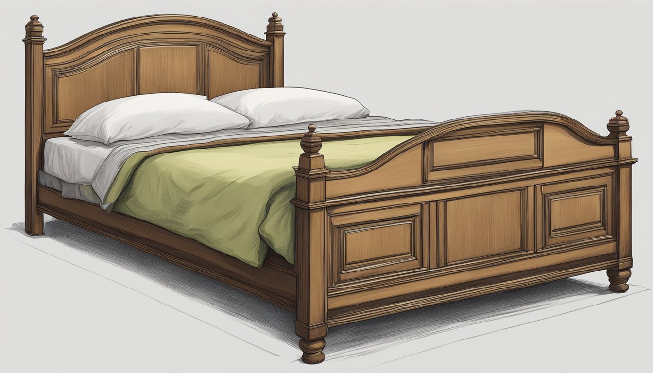 A narrow bed with a simple frame, measuring approximately 39 inches in width