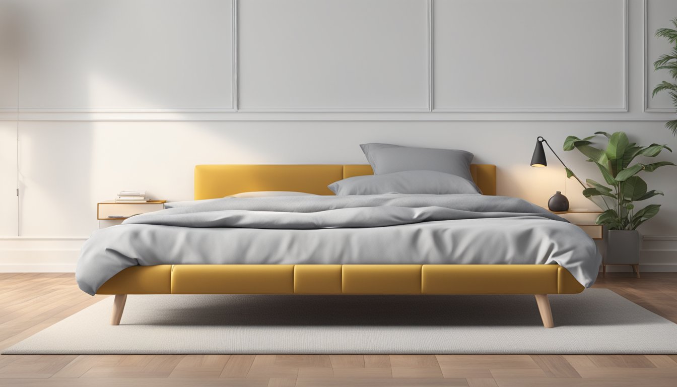 A single bed, 39 inches wide, sits in a room with minimal decor. The bed is made with plain white sheets and a single pillow