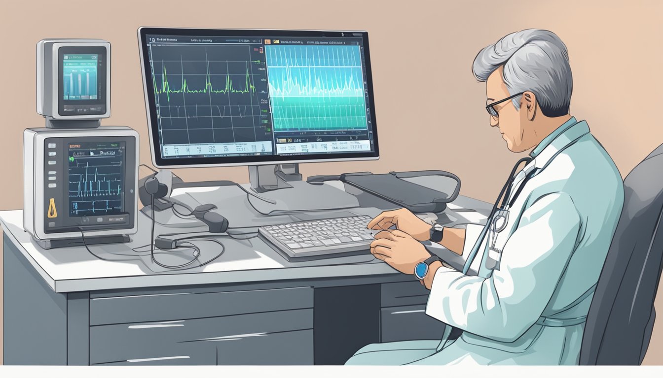 A heart monitor beeping rapidly, a doctor frantically adjusting settings