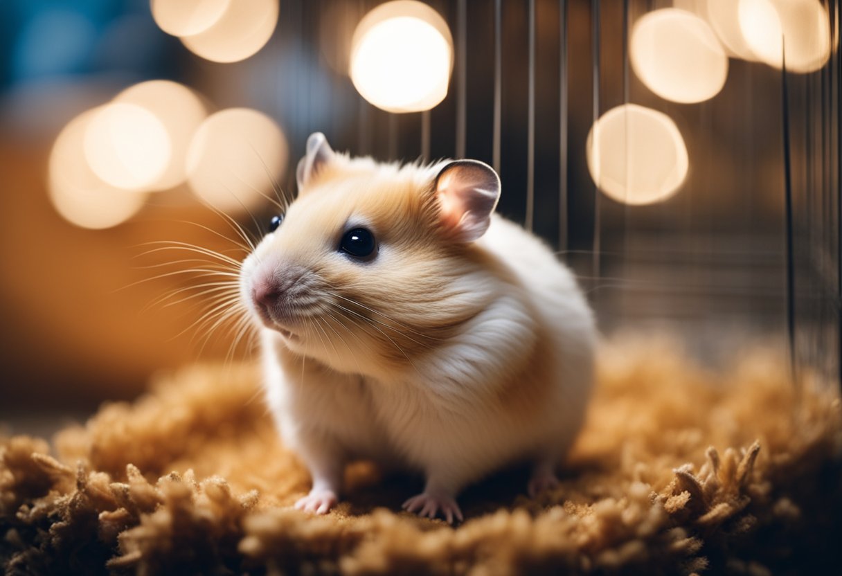 A hamster groomed itself in a cozy, clean cage. No smell detected