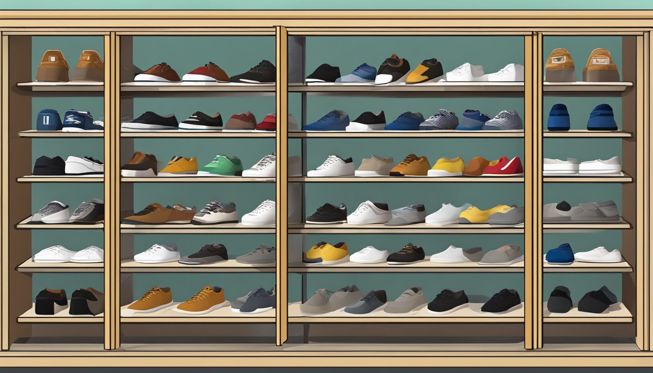 A shoe cabinet, 36 inches wide, 12 inches deep, and 48 inches tall, with three shelves and a glass door