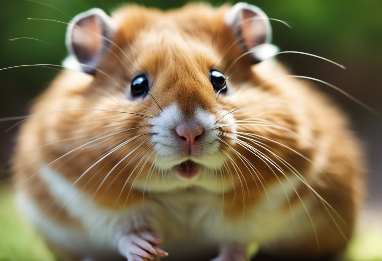 A hamster scowls at a pungent scent, wrinkling its nose and turning away in disgust