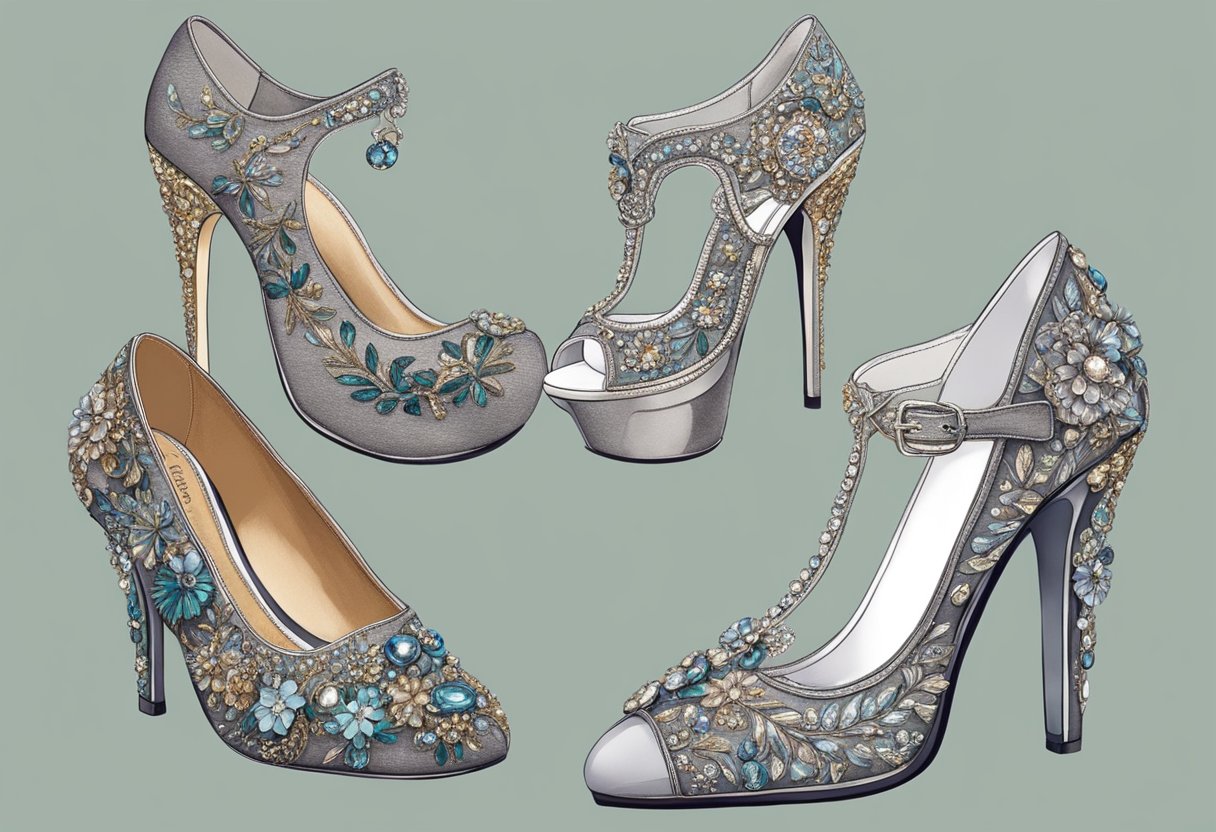 Shoes with bold embellishments and intricate details are trending for the current season. Think bejeweled accents, ornate embroidery, and eye-catching textures