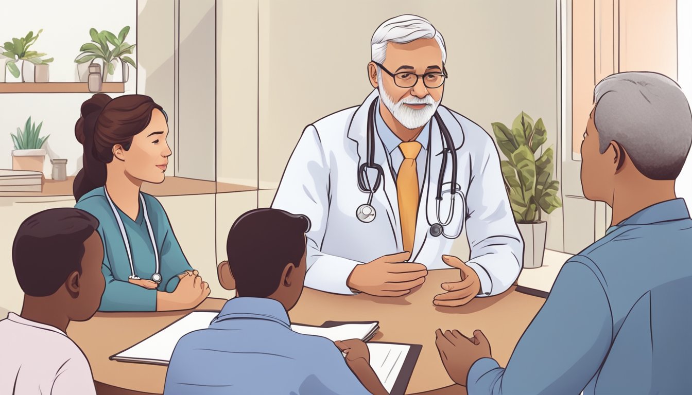 A doctor explains heart-healthy habits to a group of patients