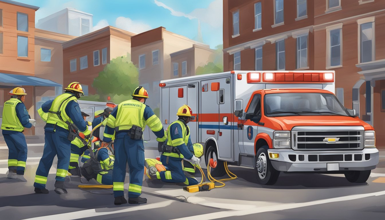 Emergency responders administering nitroglycerin to treat a heart attack