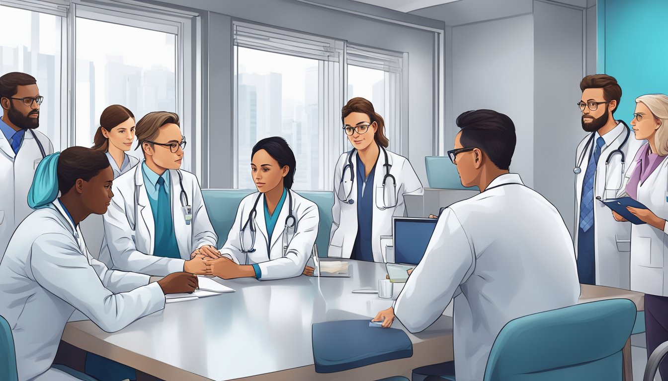 A group of medical professionals discussing and categorizing cyanotic congenital heart disease