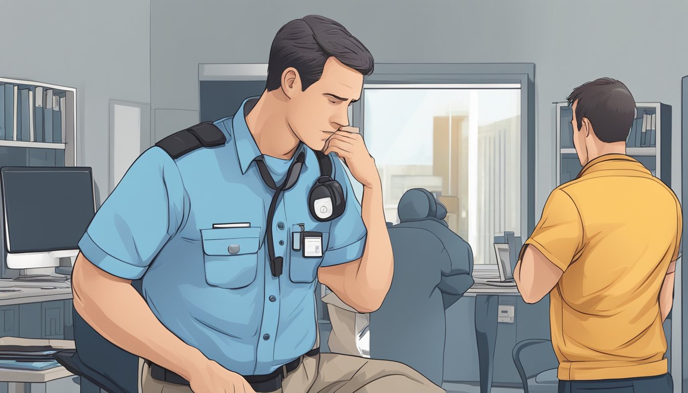 Place one hand on chest, other on back. Cough forcefully. Repeat every 2 seconds. Call emergency services