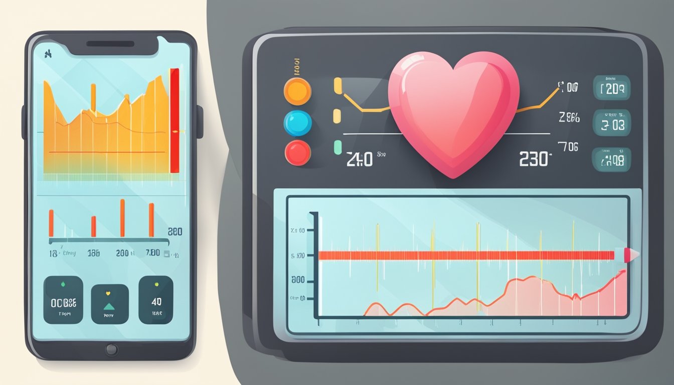 A thermometer showing a rising temperature while a heart rate monitor displays an increasing heart rate