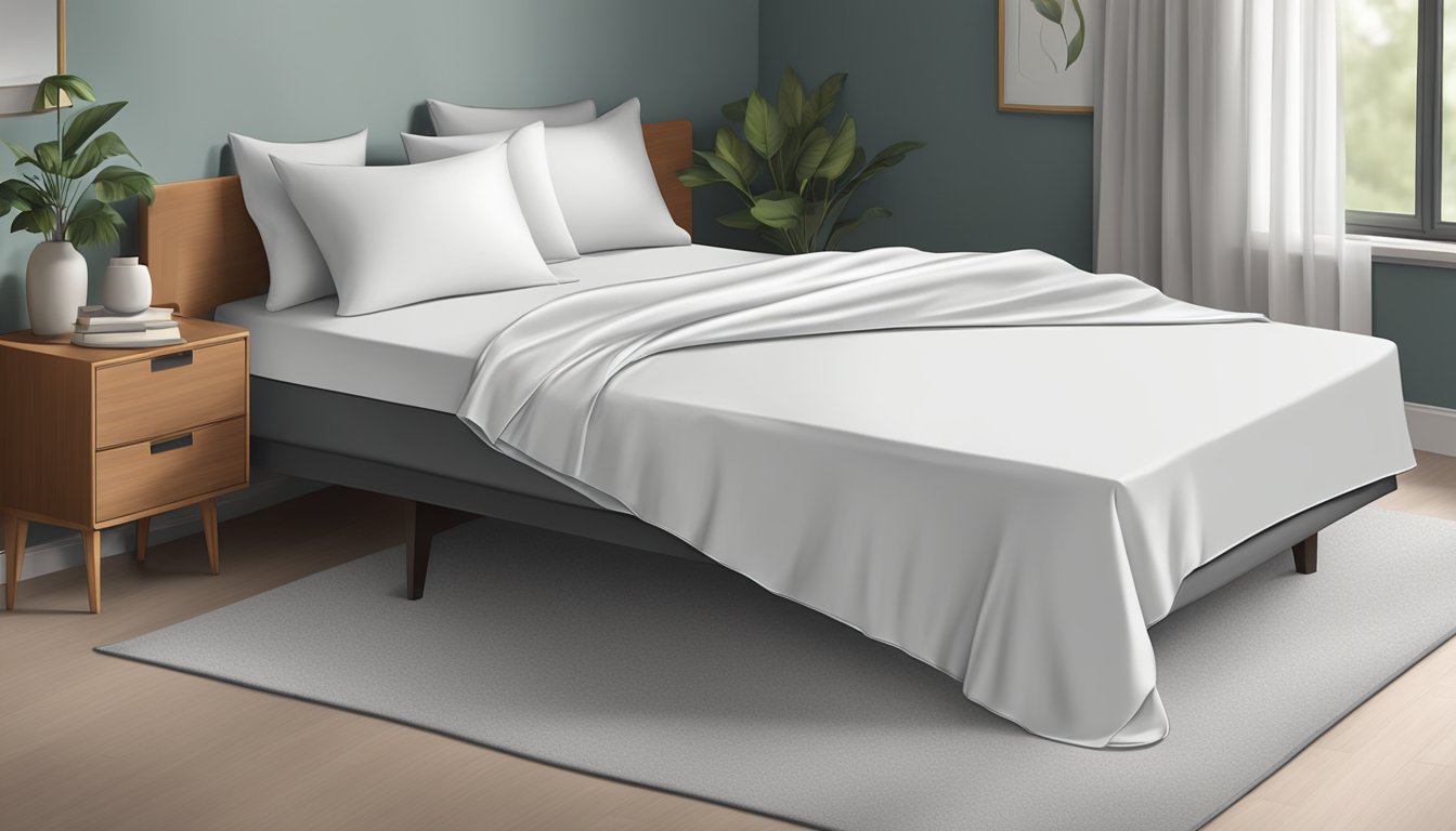 A flat sheet lays neatly folded while a fitted sheet hugs the corners of a mattress, creating a smooth surface