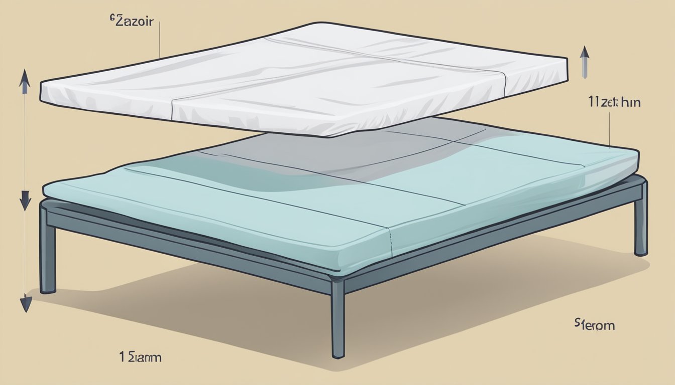 A flat sheet and a fitted sheet laid out side by side, with clear labels and arrows pointing to the differences in size and shape