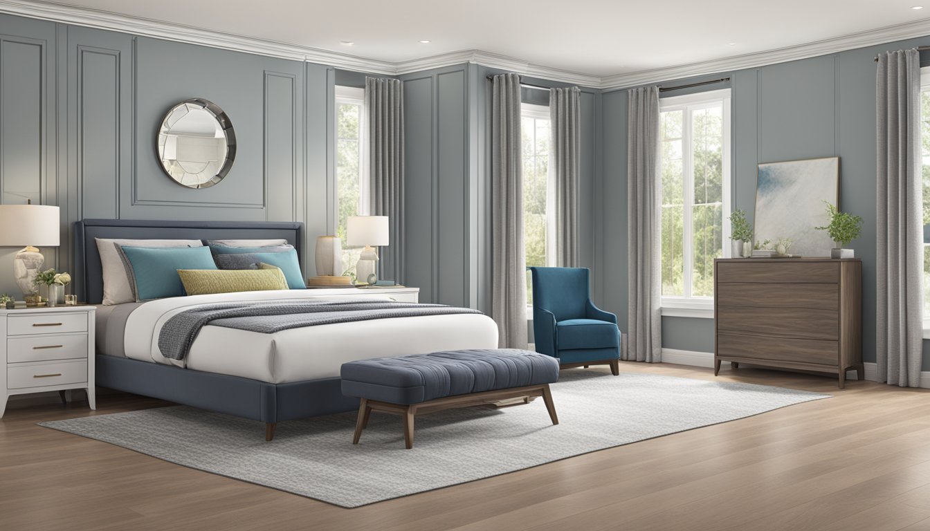 A bedroom with a king and queen bed side by side, showcasing the size difference