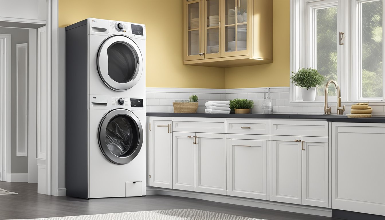 A top load washer with smart features and innovative design, displaying digital controls and advanced washing technology