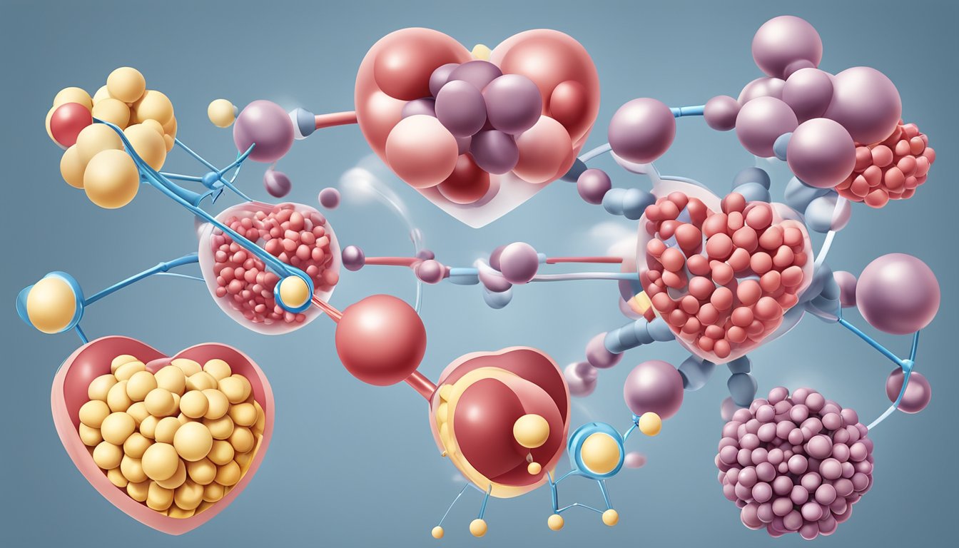 A diagram showing cholesterol molecules being transported by lipoproteins, with an emphasis on LDL, and its role in the development of heart disease