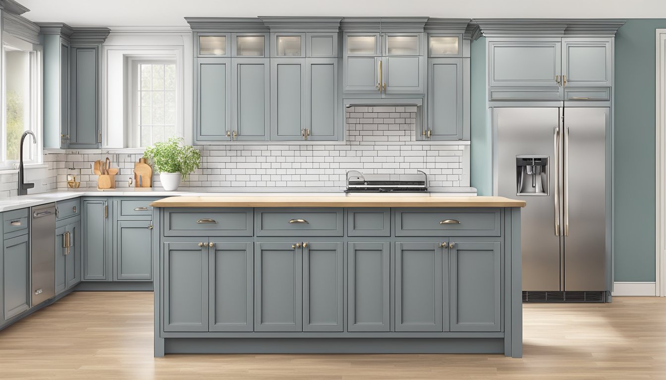 A standard kitchen cabinet with dimensions: 24 inches deep, 36 inches tall, and varying widths from 12 to 36 inches