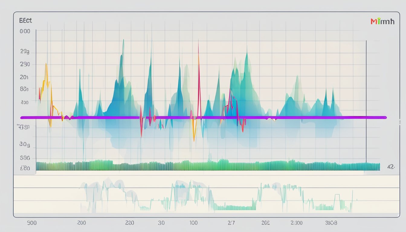 Heart rate monitor displaying resting heart rate. Timer measures beats per minute. Graph shows minimum rate