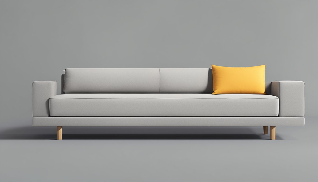 A super single sofa bed sits against a wall, unfolded to reveal a comfortable sleeping surface. The soft cushions and sturdy frame make it a versatile and practical piece of furniture