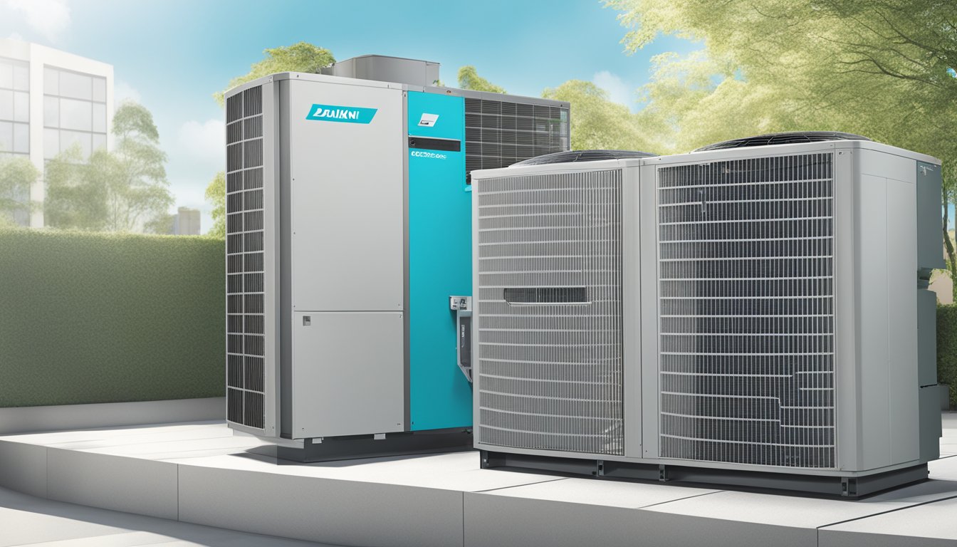 A Daikin system 2 is being selected from a range of options, with a focus on energy efficiency and cost-effectiveness