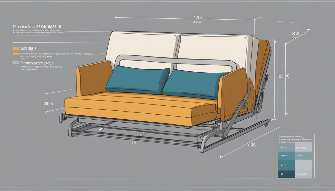 A sofa bed unfolds to reveal a sturdy innerspring mattress, with metal coils providing support and comfort. The plush cushions and fabric upholstery complete the cozy and functional piece of furniture