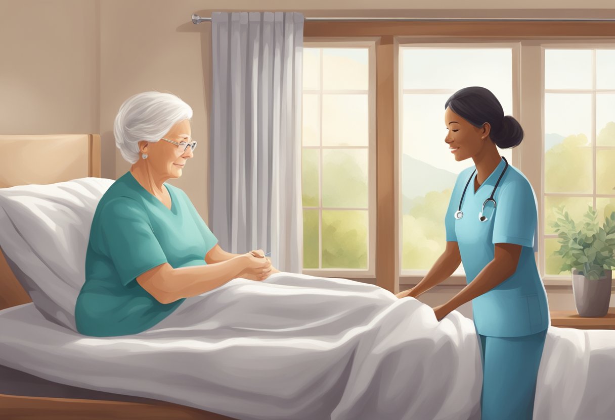 A caregiver provides personal care assistance in a hospice setting, offering support beyond medical needs