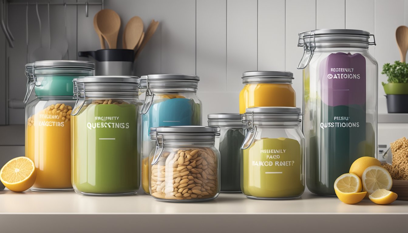 An airtight container labeled "Frequently Asked Questions" sits on a countertop in a modern kitchen in Singapore