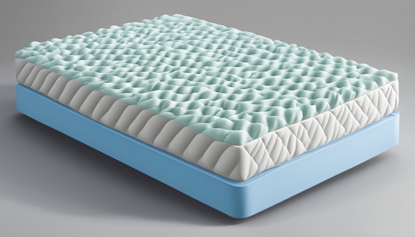 A foam mattress is being compressed and then slowly regaining its original shape, showing its ability to conform and provide support