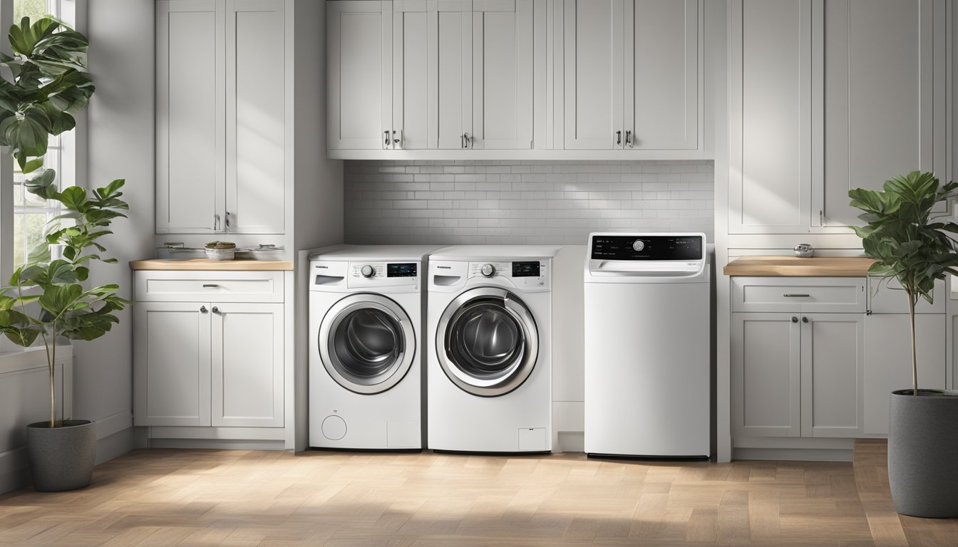 A Toshiba top load washer, with a sleek and modern design, features a digital display, multiple wash cycles, and a large capacity drum