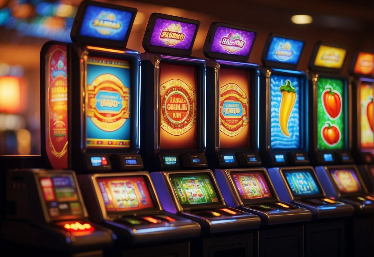 A colorful array of Habanero slot games displayed on a digital interface, with vibrant graphics and flashing lights