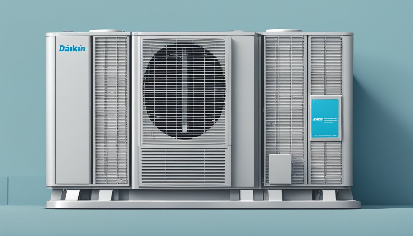 A Daikin split unit surrounded by question marks and a list of FAQs