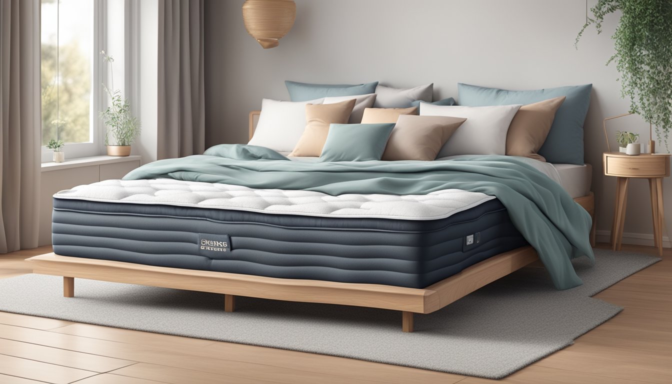 A pocket sprung mattress lies on a sturdy bed frame, surrounded by fluffy pillows and a cozy duvet