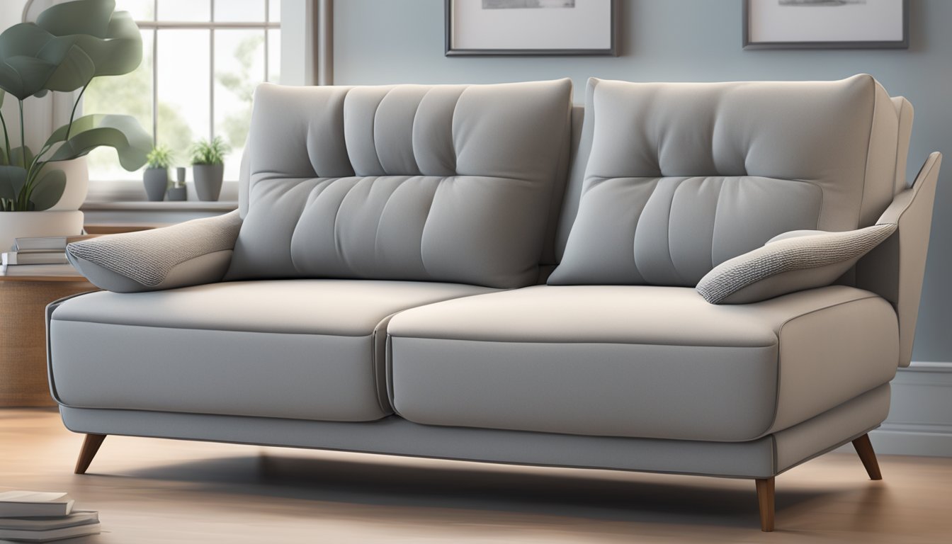 A cozy couch with soft cushions and adjustable armrests, offering both comfort and practicality for lounging and relaxation